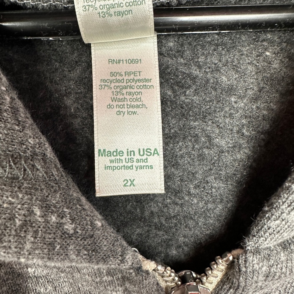 NWT Royal Apparel Zip Up Hoodie Men's 2XL Gray Eco Tri Blend Sustainable - Picture 4 of 6